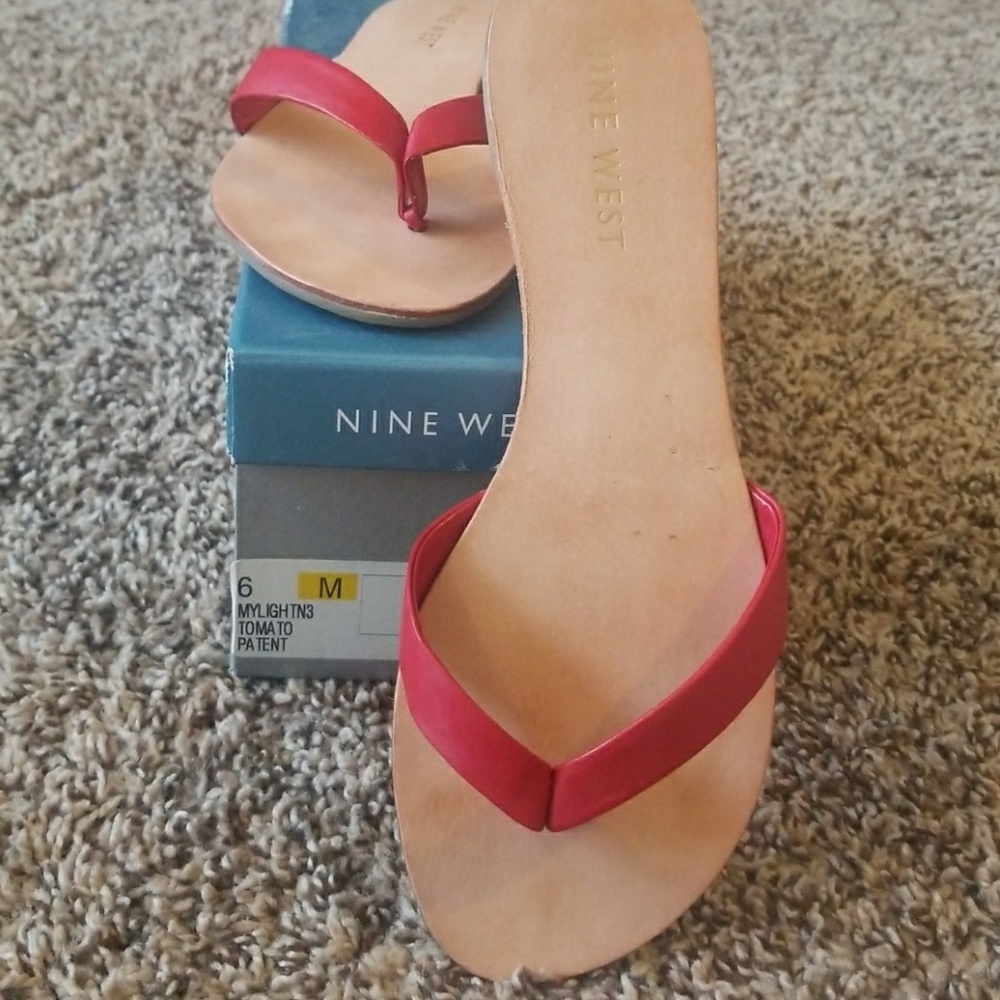 Red strap sandals, size 6, Nine West